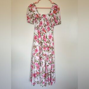 August Sky Pink Floral Maxi Dress Size Medium EUC